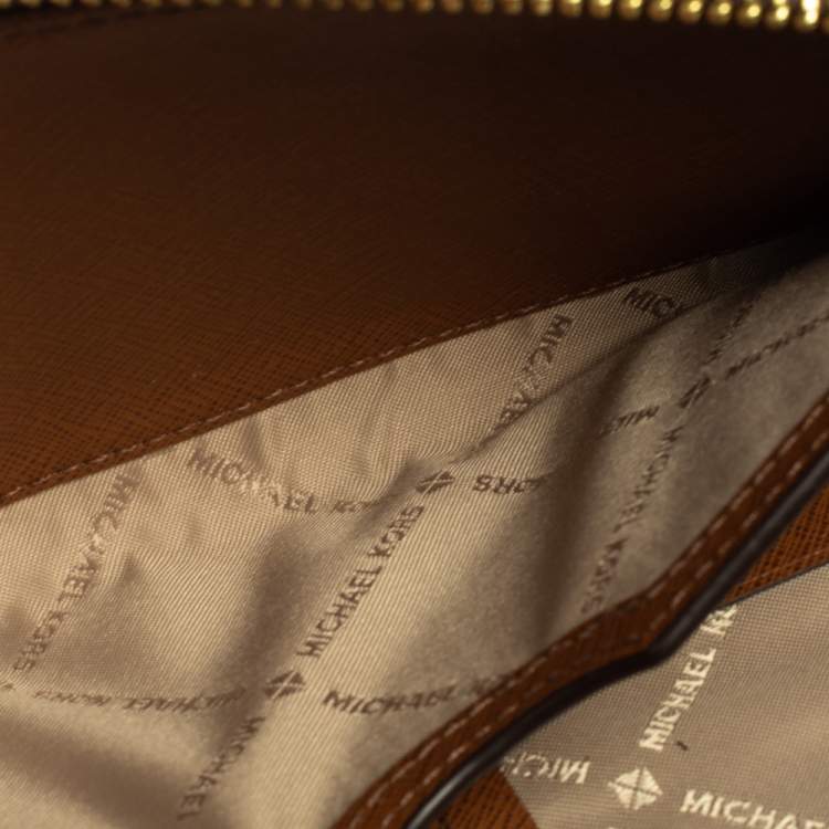 Pre Owned Michael Kors Brown Monogram Coated Canvas Zip Around Wallet