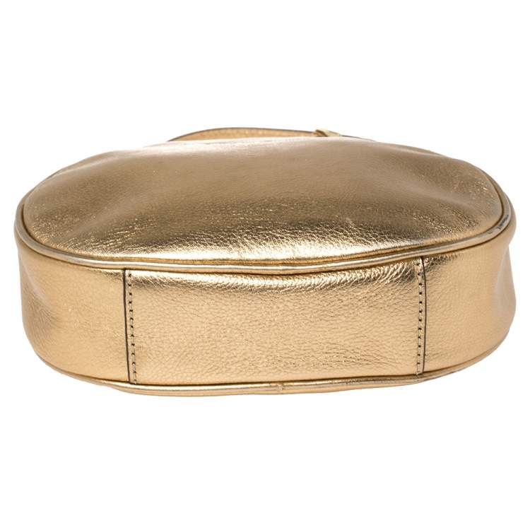 Pre Owned Michael Kors Metallic Gold Leather Medium Ginny Crossbody Bag