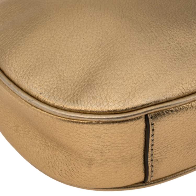 Pre Owned Michael Kors Metallic Gold Leather Medium Ginny Crossbody Bag