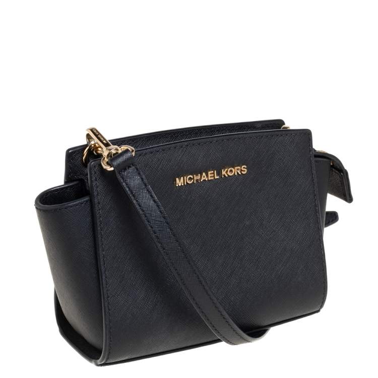 Pre Owned Michael Kors Black Saffiano Leather Mini Selma Crossbody Bag
