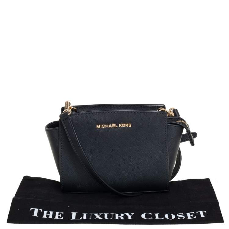 Pre Owned Michael Kors Black Saffiano Leather Mini Selma Crossbody Bag