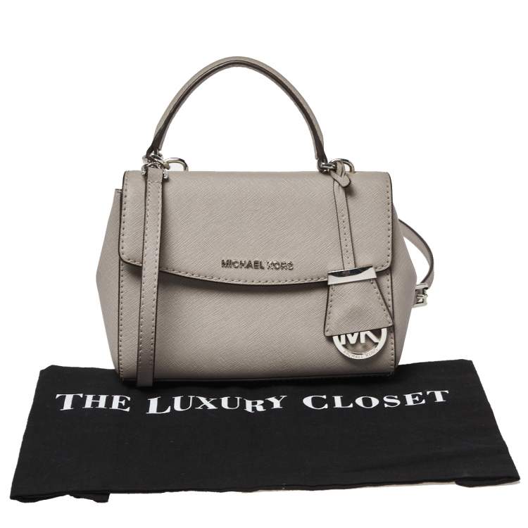 Pre Owned Michael Kors Grey Leather Mini Ava Top Handle Bag
