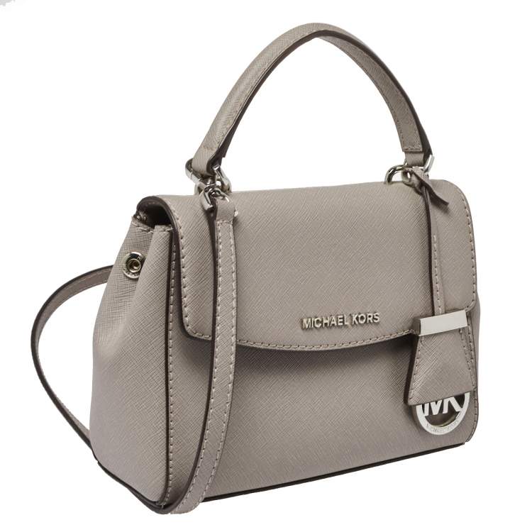 Pre Owned Michael Kors Grey Leather Mini Ava Top Handle Bag