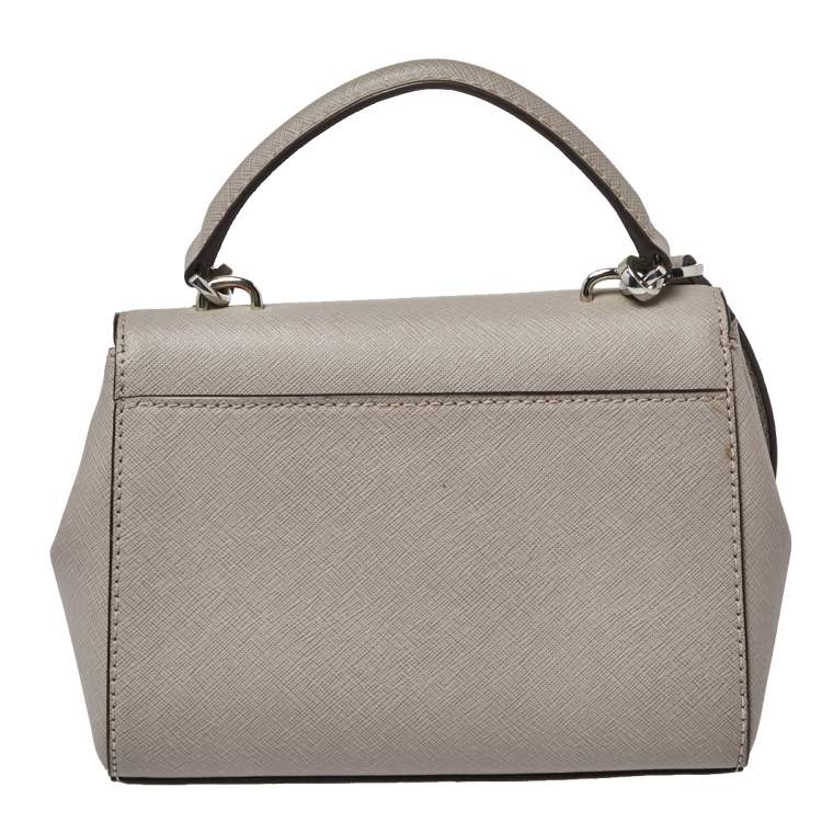 Pre Owned Michael Kors Grey Leather Mini Ava Top Handle Bag