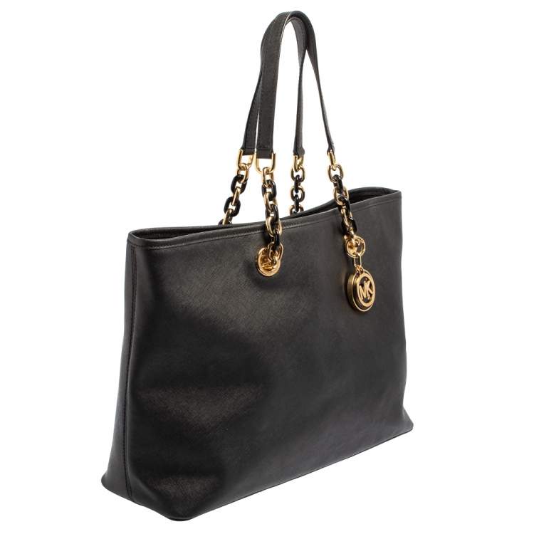 Pre Owned MICHAEL Michael Kors Black Saffiano Leather Large Cynthia Tote 