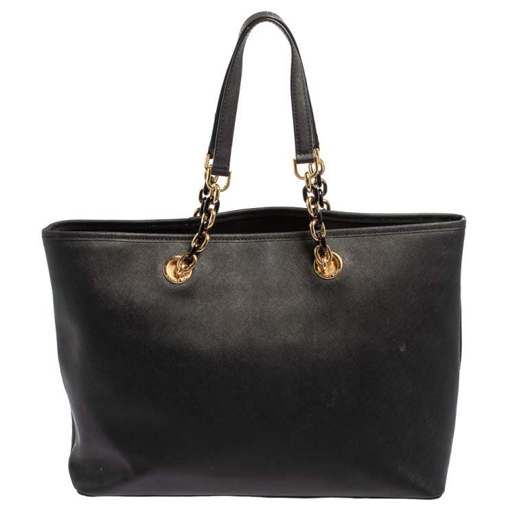 Pre Owned MICHAEL Michael Kors Black Saffiano Leather Large Cynthia Tote 