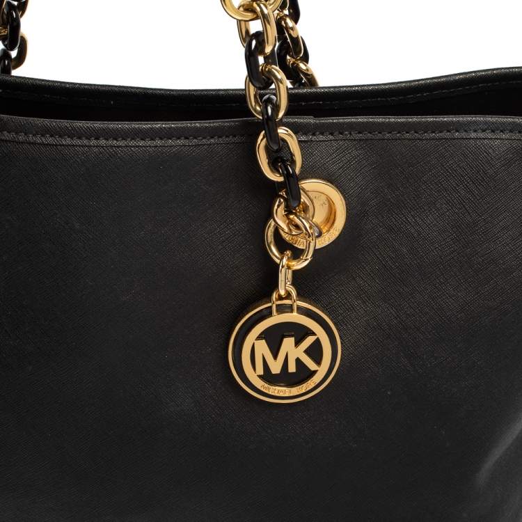 Pre Owned MICHAEL Michael Kors Black Saffiano Leather Large Cynthia Tote 