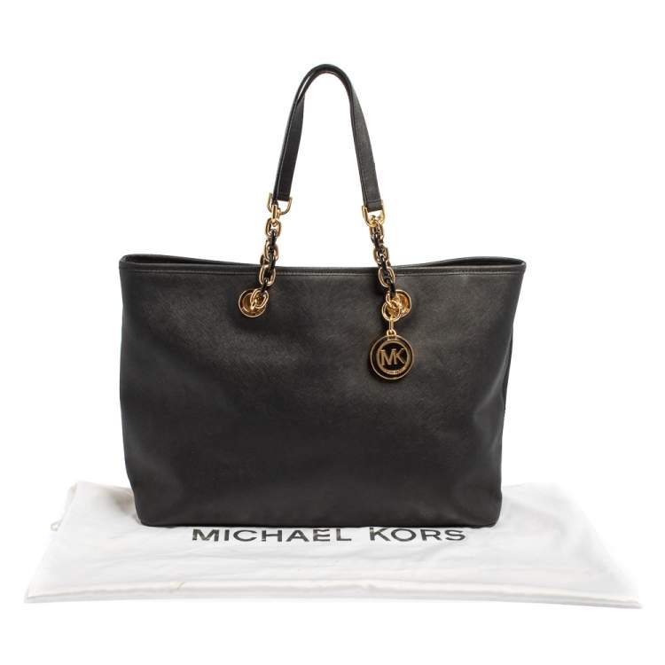 Pre Owned MICHAEL Michael Kors Black Saffiano Leather Large Cynthia Tote 