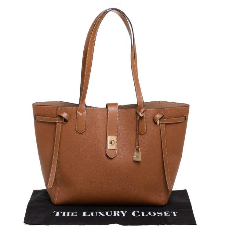 Pre Owned Michael Kors Brown Leather Large Cassie Tote