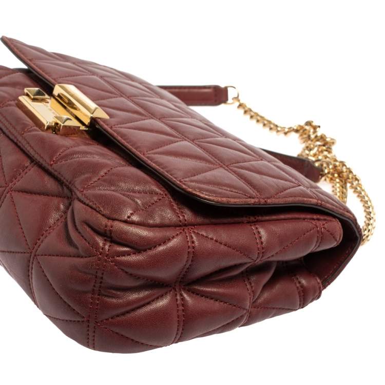 Pre Owned Michael Kors Burgundy Leather Large Sloan Shoulder Bag