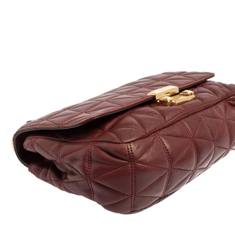 Pre Owned Michael Kors Burgundy Leather Large Sloan Shoulder Bag