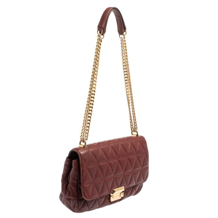 Pre Owned Michael Kors Burgundy Leather Large Sloan Shoulder Bag