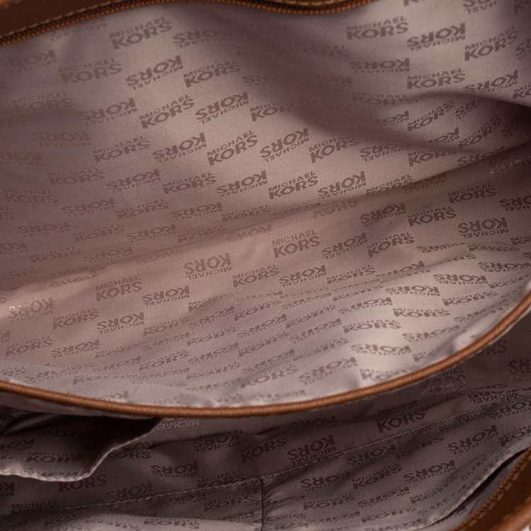 Pre Owned Michael Kors Brown Saffiano Leather Large Jet Set Tote
