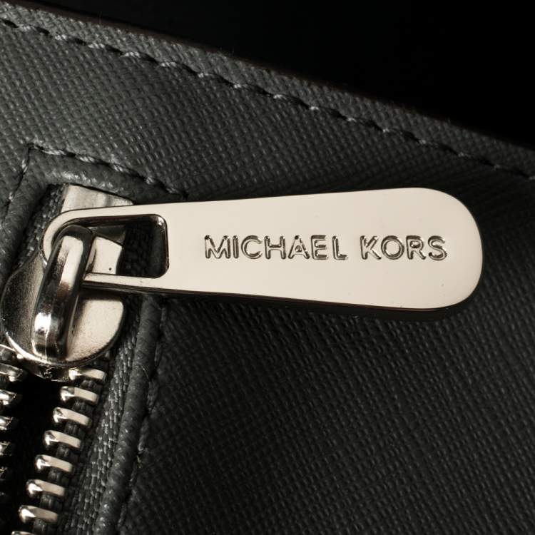 Pre Owned Michael Kors Grey Saffiano Leather Large Jet Set Travel Tote