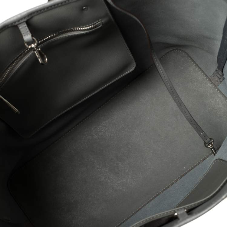 Pre Owned Michael Kors Grey Saffiano Leather Large Jet Set Travel Tote