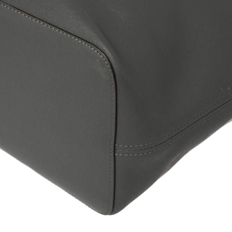 Pre Owned Michael Kors Grey Saffiano Leather Large Jet Set Travel Tote