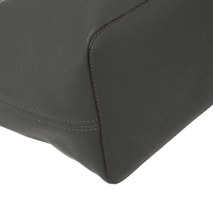 Pre Owned Michael Kors Grey Saffiano Leather Large Jet Set Travel Tote