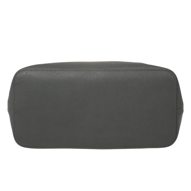 Pre Owned Michael Kors Grey Saffiano Leather Large Jet Set Travel Tote