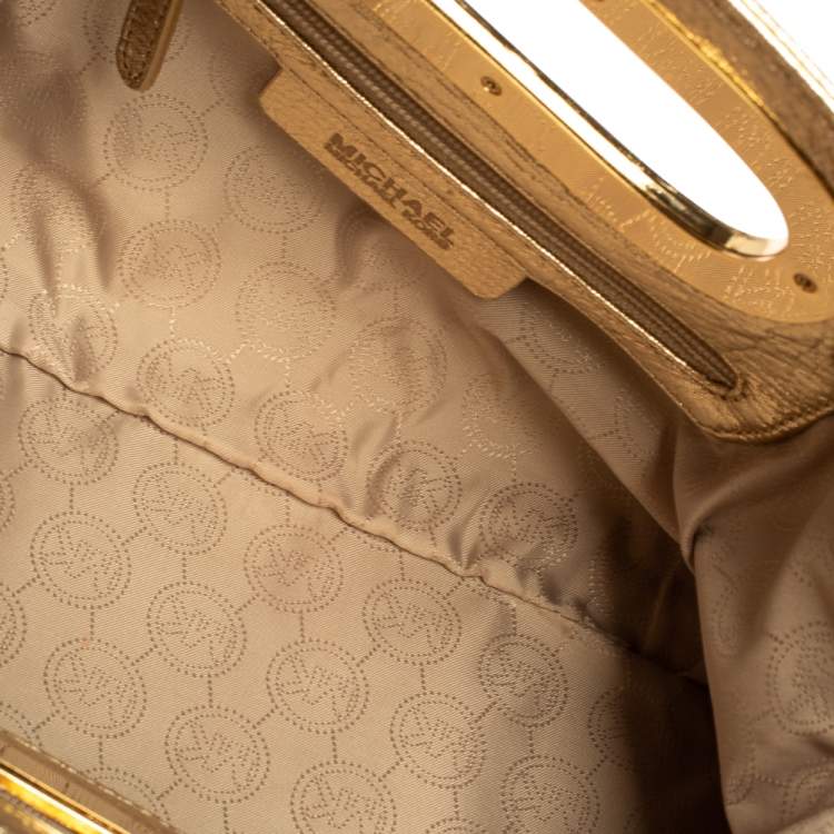 Pre Owned MICHAEL Michael Kors Metallic Gold Leather Berkley Clutch