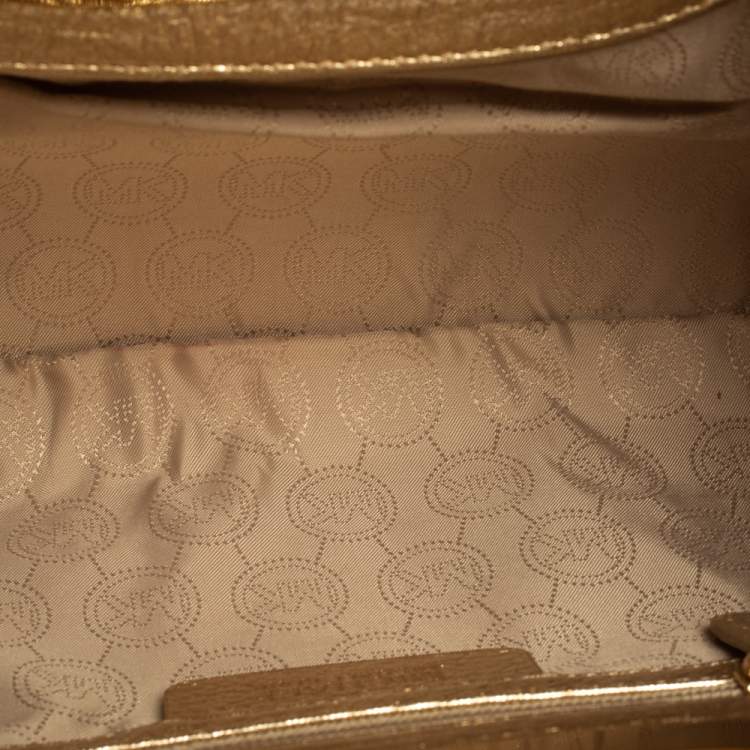 Pre Owned MICHAEL Michael Kors Metallic Gold Leather Berkley Clutch