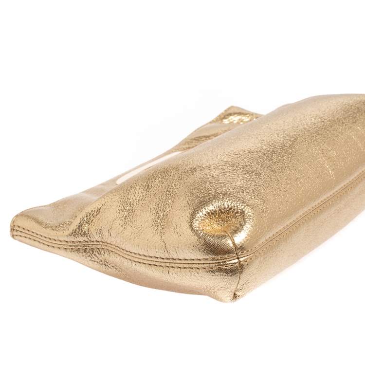 Pre Owned MICHAEL Michael Kors Metallic Gold Leather Berkley Clutch