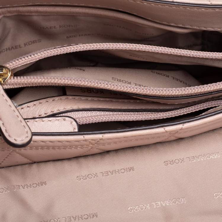 Pre Owned Michael Kors Pink Matelassé Leather Small Sloan Shoulder Bag