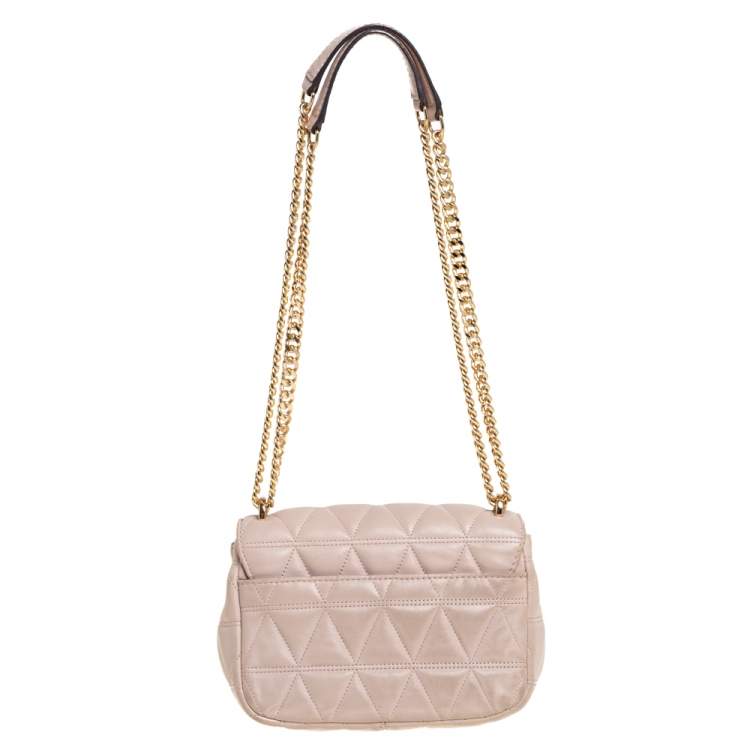 Pre Owned Michael Kors Pink Matelassé Leather Small Sloan Shoulder Bag