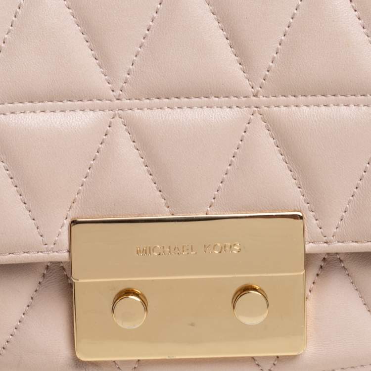 Pre Owned Michael Kors Pink Matelassé Leather Small Sloan Shoulder Bag