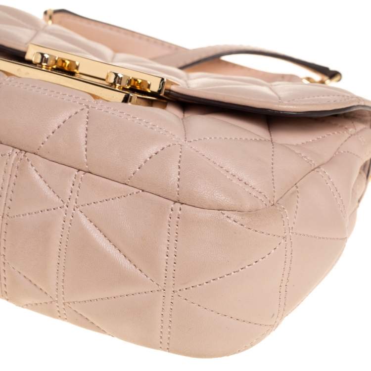 Pre Owned Michael Kors Pink Matelassé Leather Small Sloan Shoulder Bag