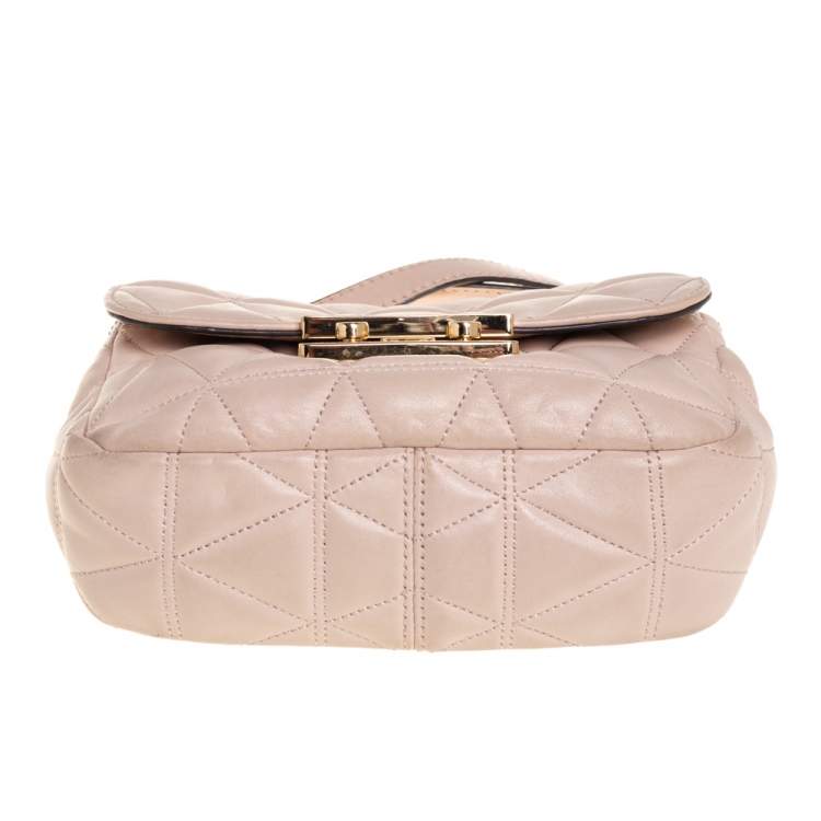 Pre Owned Michael Kors Pink Matelassé Leather Small Sloan Shoulder Bag