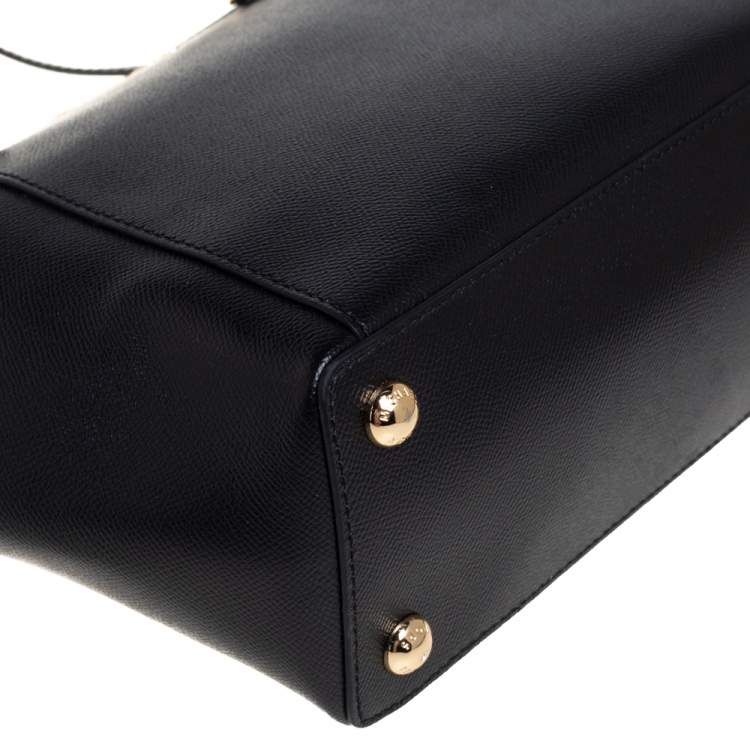 Pre Owned Michael Kors Black Leather Medium Jet Set Top Zip Tote