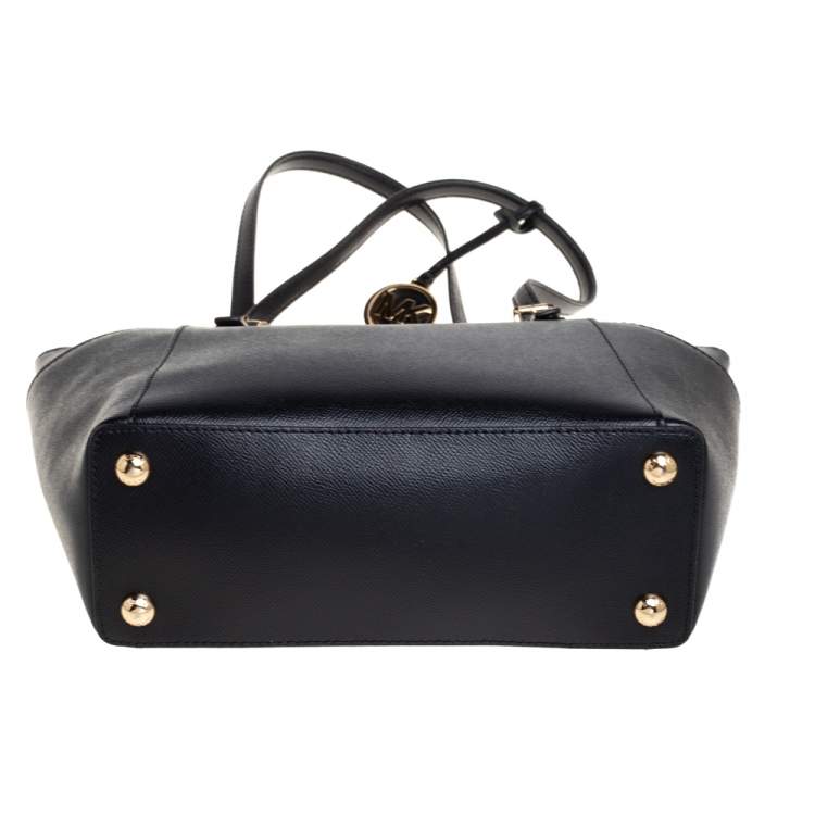 Pre Owned Michael Kors Black Leather Medium Jet Set Top Zip Tote