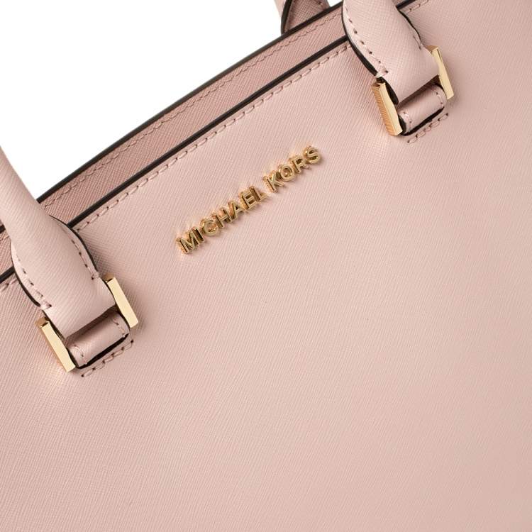 Pre Owned Michael Kors Pink Saffiano Leather Medium Selma Tote