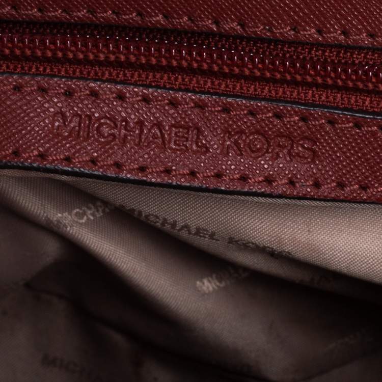 Pre Owned Michael Kors Dark Red Leather Extra Small Ava Top Handle Bag