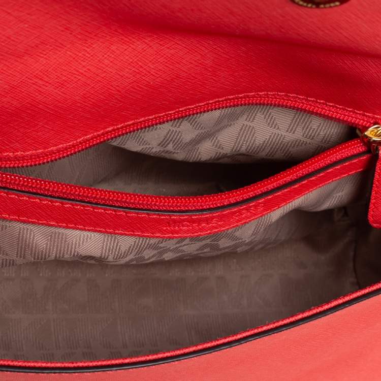 Pre Owned Michael Kors Red Leather Small Ava Top Handle Bag