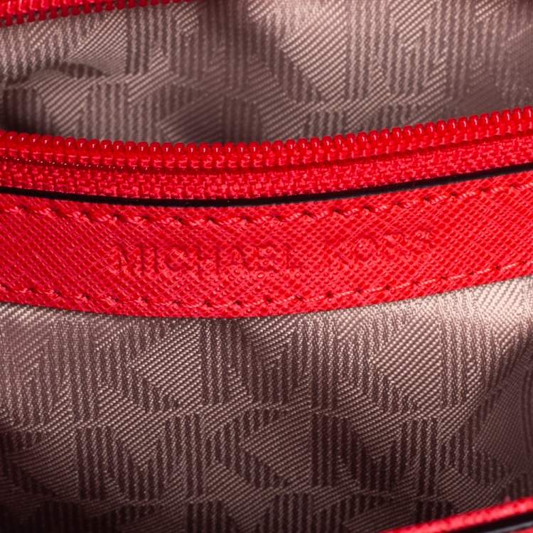 Pre Owned Michael Kors Red Leather Small Ava Top Handle Bag