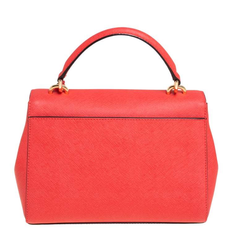 Pre Owned Michael Kors Red Leather Small Ava Top Handle Bag