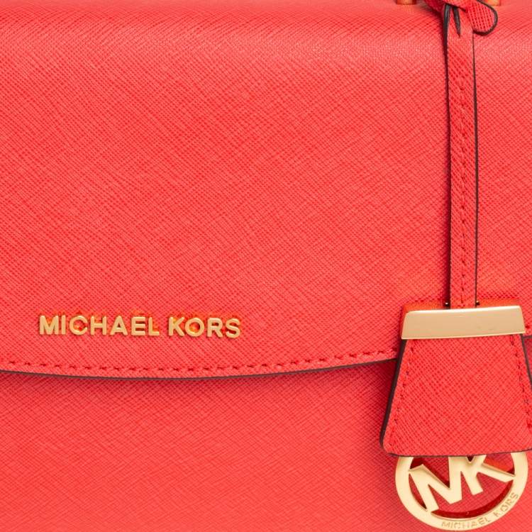 Pre Owned Michael Kors Red Leather Small Ava Top Handle Bag