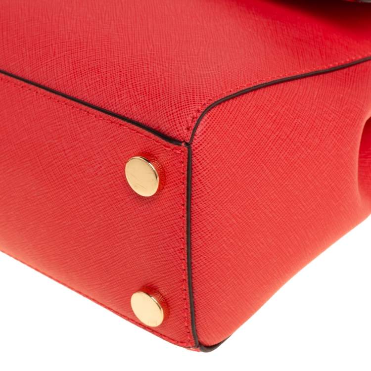 Pre Owned Michael Kors Red Leather Small Ava Top Handle Bag