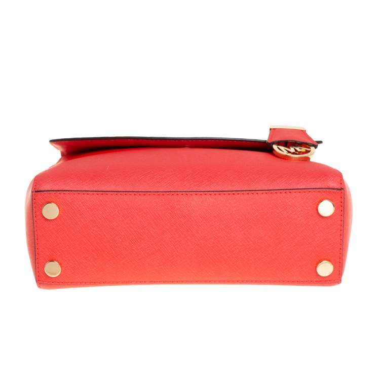 Pre Owned Michael Kors Red Leather Small Ava Top Handle Bag