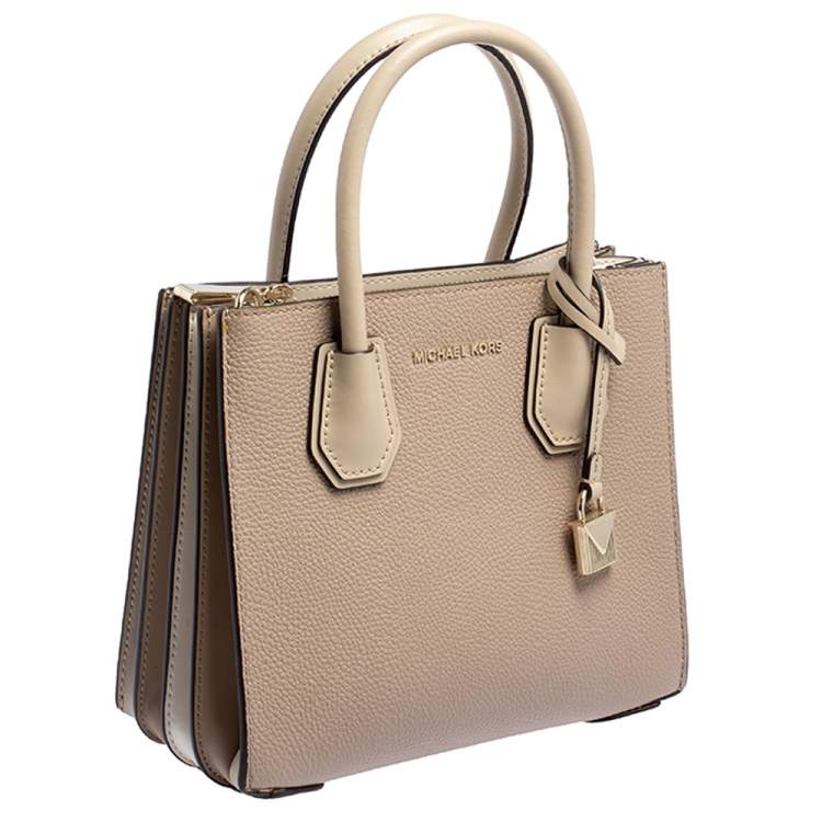 Pre Owned Michael Kors Beige Leather Mini Mercer Tote