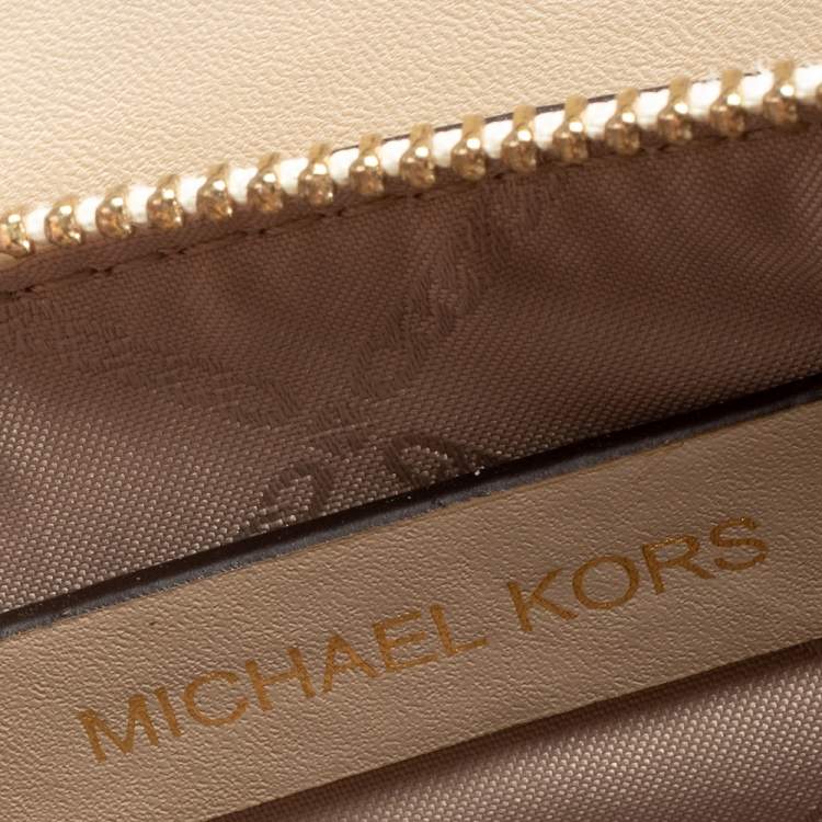 Pre Owned Michael Kors Beige Leather Mini Mercer Tote