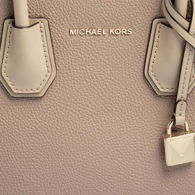 Pre Owned Michael Kors Beige Leather Mini Mercer Tote
