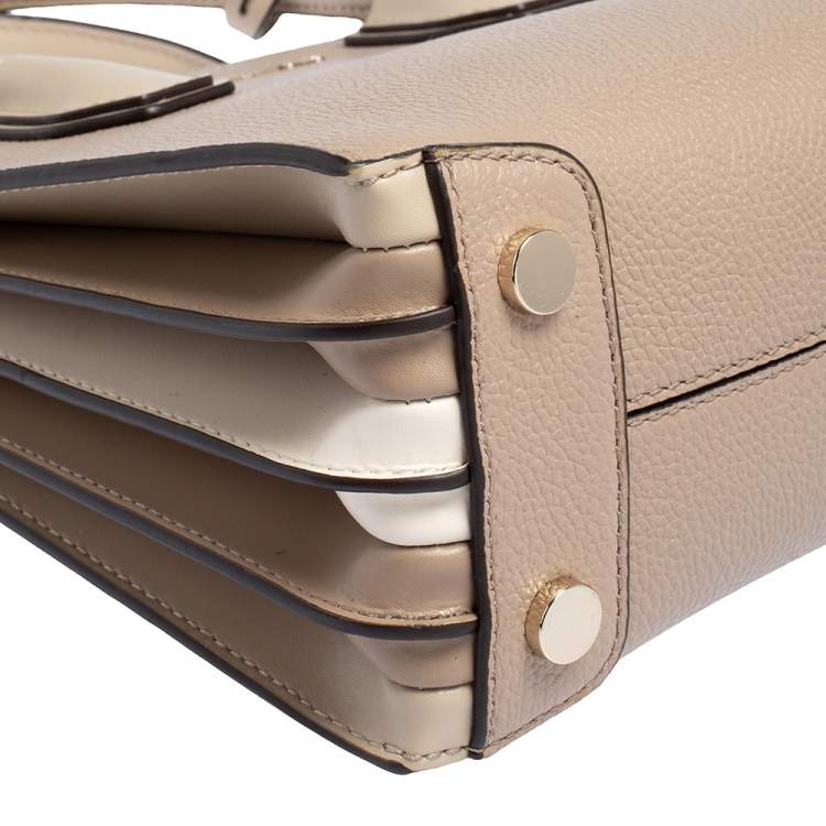 Pre Owned Michael Kors Beige Leather Mini Mercer Tote