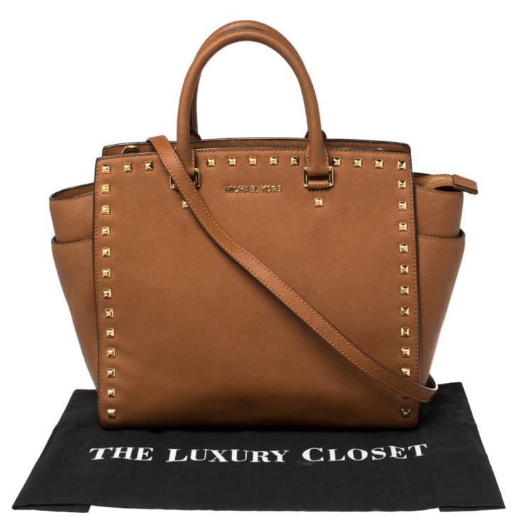 Pre Owned MICHAEL Michael Kors Brown Saffiano Leather Large Selma Tote
