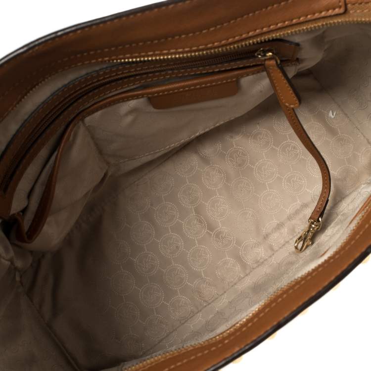Pre Owned MICHAEL Michael Kors Brown Saffiano Leather Large Selma Tote