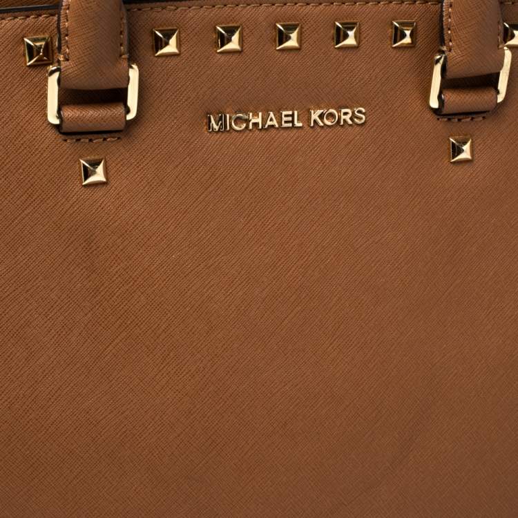 Pre Owned MICHAEL Michael Kors Brown Saffiano Leather Large Selma Tote
