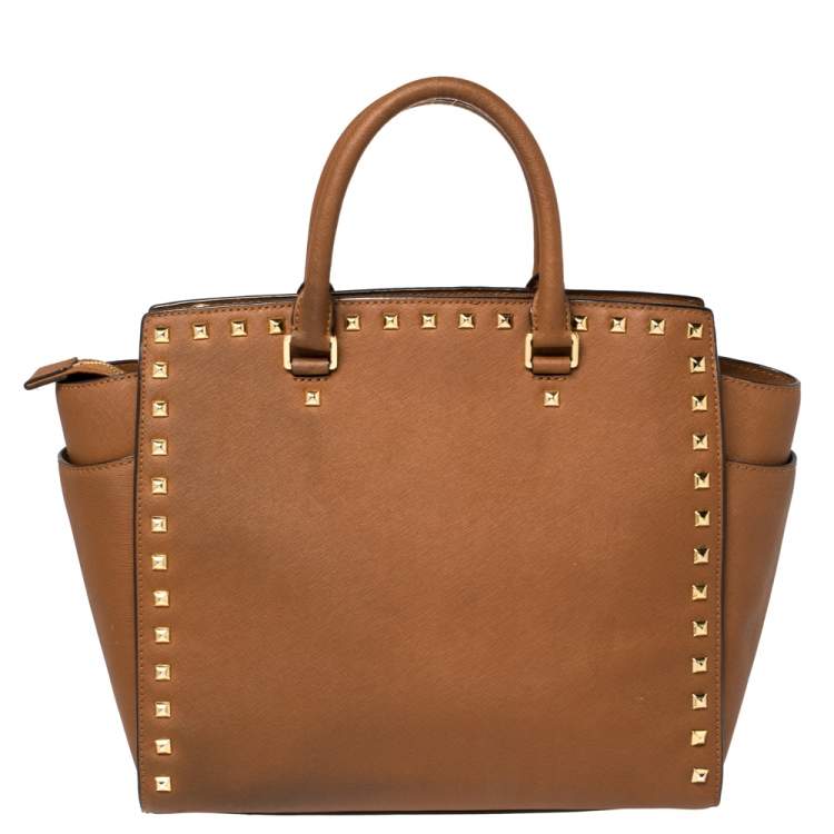Pre Owned MICHAEL Michael Kors Brown Saffiano Leather Large Selma Tote
