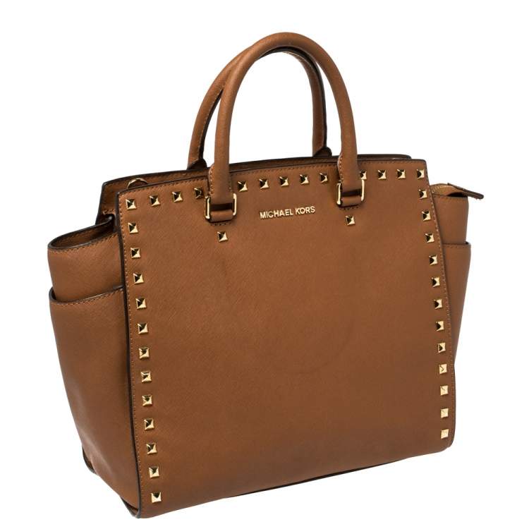 Pre Owned MICHAEL Michael Kors Brown Saffiano Leather Large Selma Tote