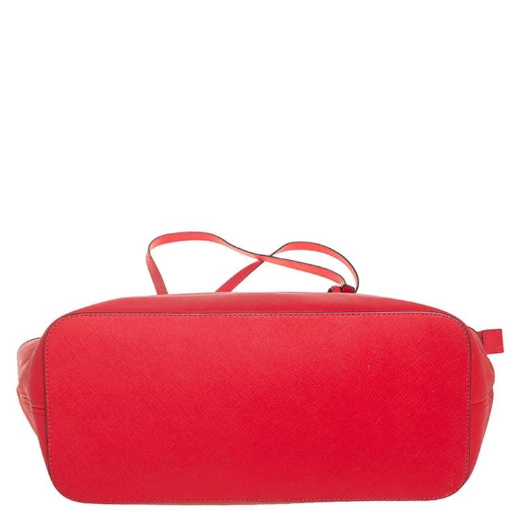 Pre Owned Michael Kors Red Leather Large Jet Set Travel Tote